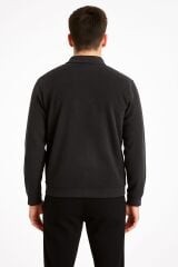 Cepli Ve Fermuarlı Gömlek Yakalı Erkek Hırka Polyester Kumaş 735 SİYAH