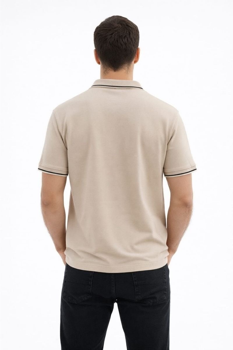 Erkek Polo Yaka Penye T-Shirt  Yazlık Konforlu Şık Tasarım 95301 BEJ