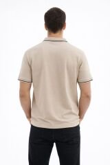 Erkek Polo Yaka Penye T-Shirt  Yazlık Konforlu Şık Tasarım 95301 BEJ