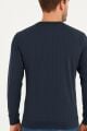 Bisiklet Yaka Uzun Kollu Çizgi Detaylı Pamuklu Regular Kesim Erkek Sweatshirt 736 LACİVERT LACİVERT - M