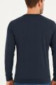 Bisiklet Yaka Uzun Kollu Çizgi Detaylı Pamuklu Regular Kesim Erkek Sweatshirt 736 LACİVERT LACİVERT - S
