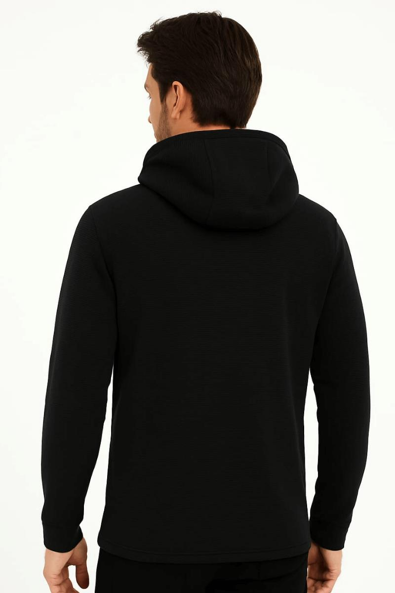 Sweat Fermuarlı Kapşonlu Kendi Çizgili 95093