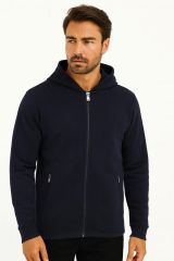 Sweat Fermuarlı Kapşonlu Kendi Çizgili 95093