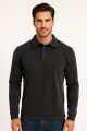 Uzun Kollu Polo Yakalı Yarım Fermuarlı Rayon Kumaş Detaylı Erkek Sweatshirt 733 SİYAH