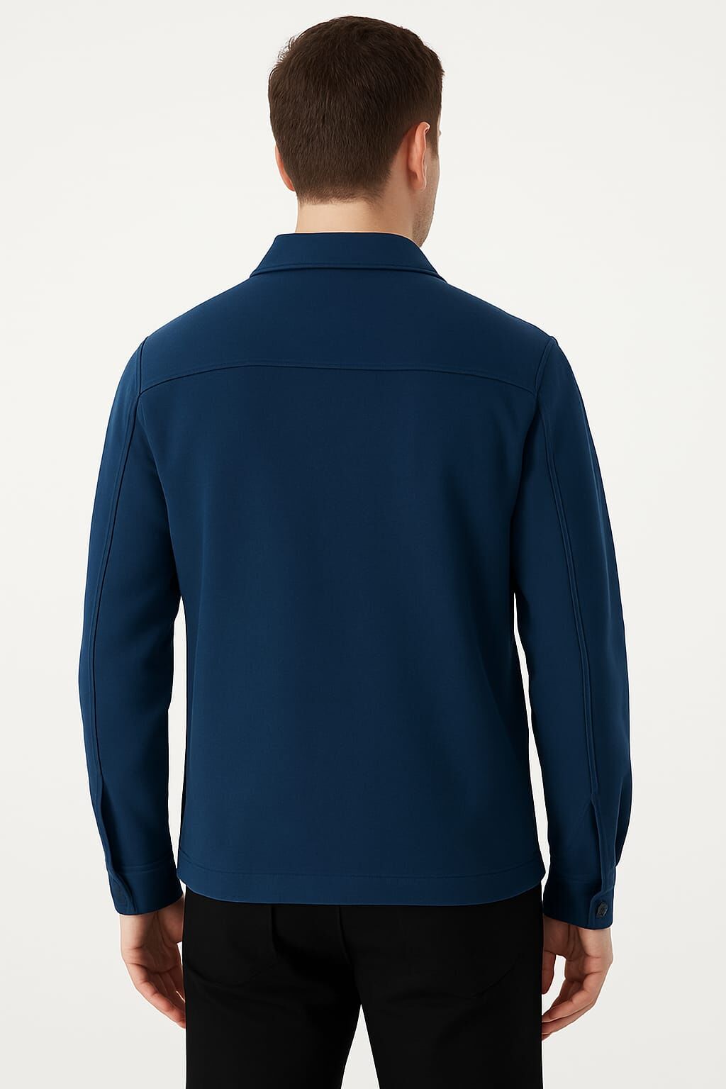 Düğmeli Erkek Gömlek Hırka Yandan Cepli Gömlek Yakalı Sıcak Tutar  742 LACİVERT