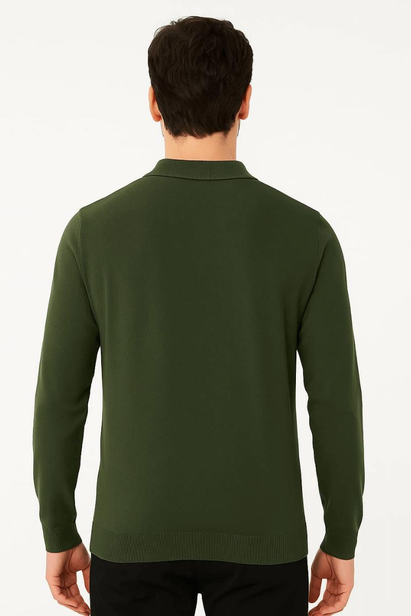 Uzun Kollu Polo Yaka Yarım Fermuarlı Triko Kazak 416 Markova Erkek