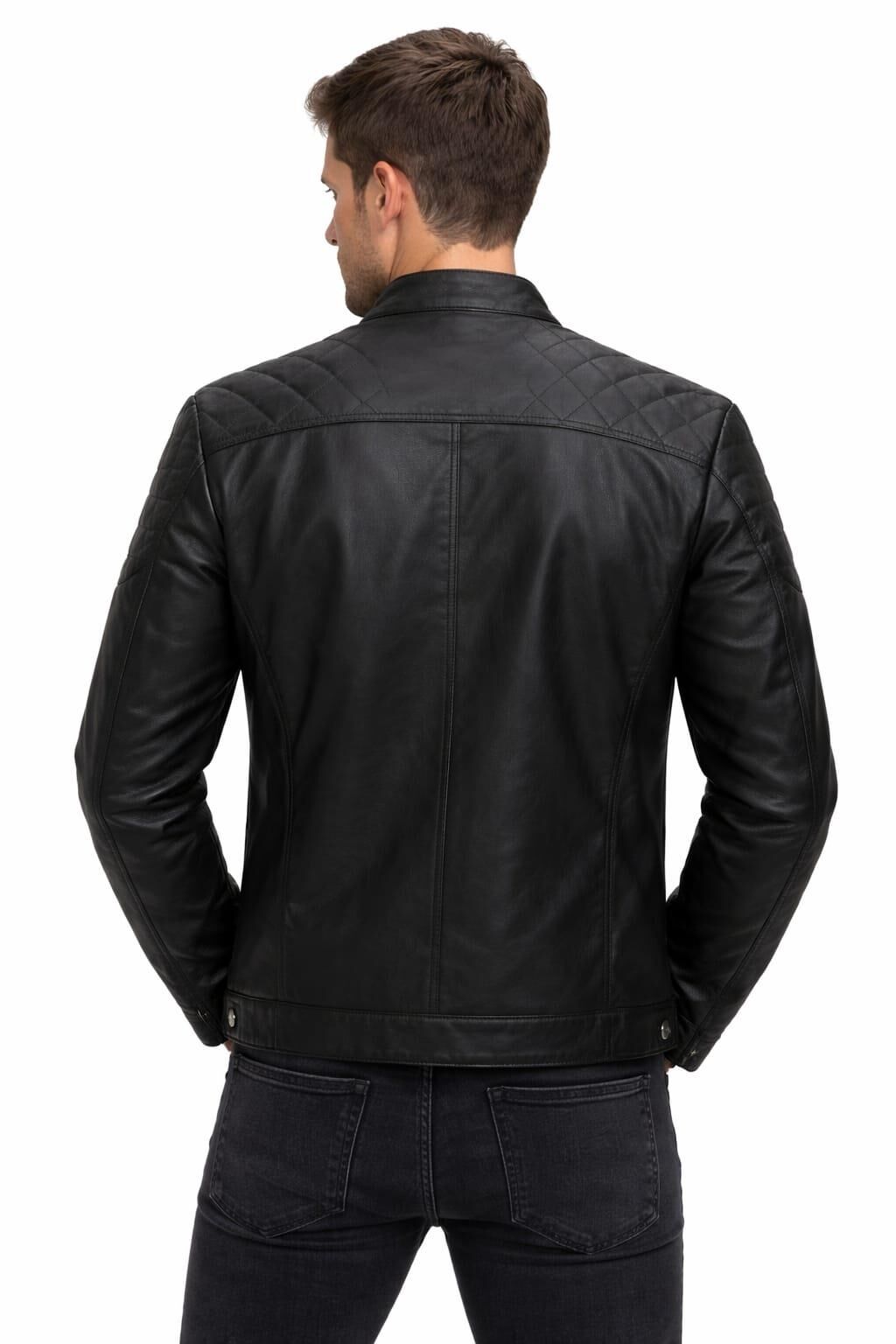 Uzun Kollu İç Cepli Yandan Cepli İçi Pamuklu Robert Erkek Deri Ceket