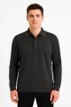 Polo Yaka Yakası Düğmeli Erkek Sweatshirt 758 SİYAH SİYAH - L