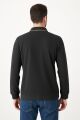 Polo Yaka Yakası Düğmeli Erkek Sweatshirt 758 SİYAH SİYAH - L