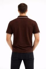Erkek Polo Yaka Penye T-Shirt  Yazlık Konforlu Şık Tasarım 95301 KAHVERENGİ