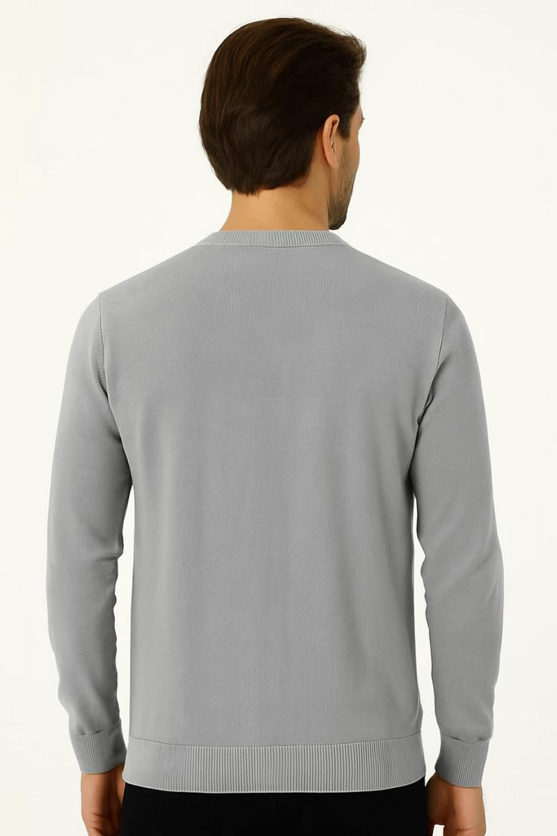 Bisiklet Yaka Pamuk Uzun Kollu  Erkek Triko Kazak 3912