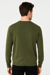 Bisiklet Yaka Pamuk Uzun Kollu  Erkek Triko Kazak 3912