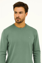 Bisiklet Yaka Pamuk Uzun Kollu  Erkek Triko Kazak 3912