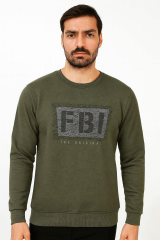 FBI Bisiklet Yaka Pamuk Karışımından Üretilmiş Dar Kesim Yakası Manşetleri ve Etek Ucu Ribanalı İçi Yumuşak Erkek  Sweatshirt 95116