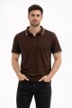 Polo Yaka Penye Erkek Tişört 95301 KAHVERENGİ KAHVERENGİ - XXL