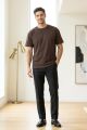 Bisiklet Yaka Erkek T-Shirt Oysho Kumaş İnce Rahat Yazlık Spor Günlük Tişört 95317 KAHVERENGİ KAHVERENGİ - S