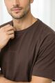 Bisiklet Yaka Erkek T-Shirt Oysho Kumaş İnce Rahat Yazlık Spor Günlük Tişört 95317 KAHVERENGİ KAHVERENGİ - S