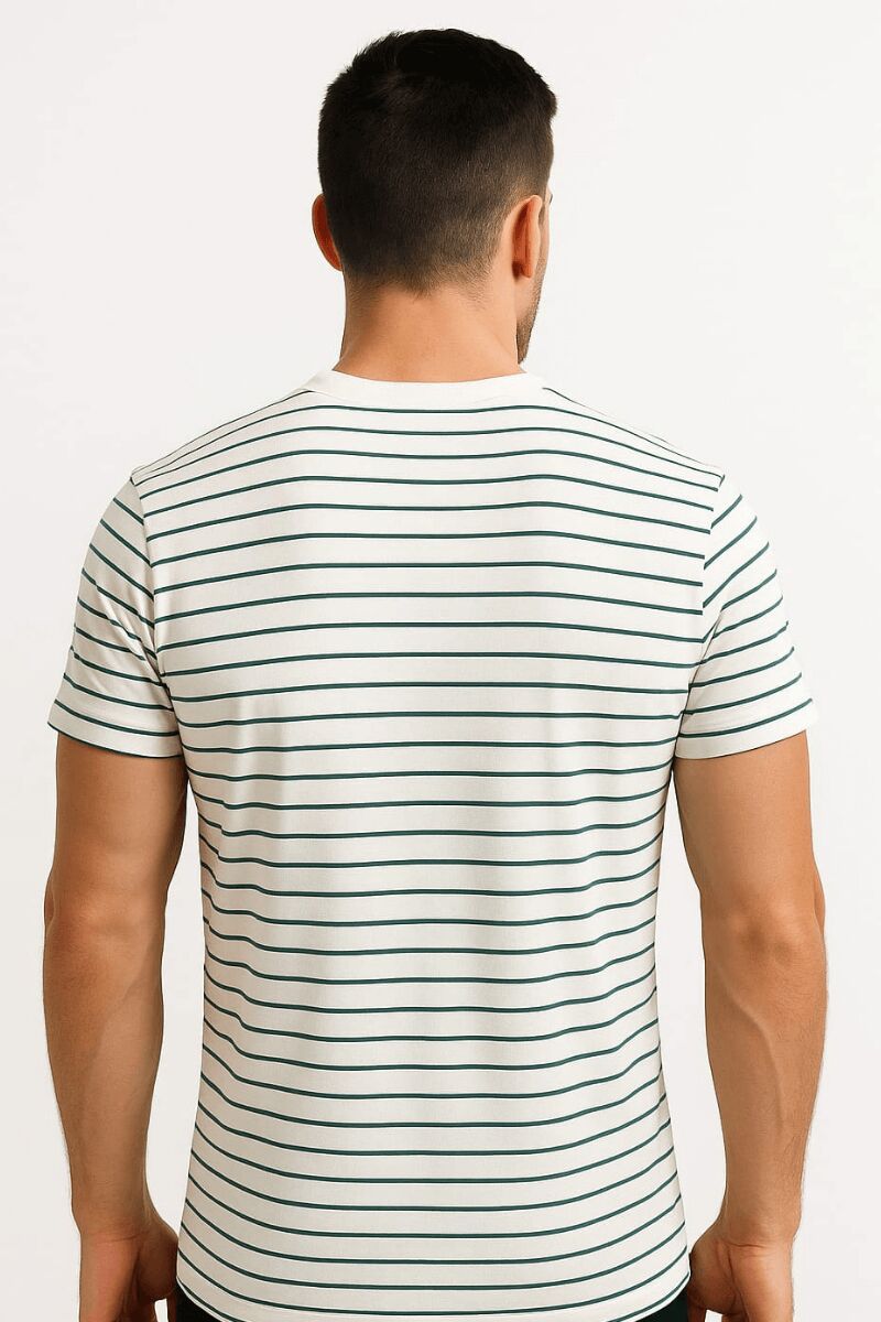 Erkek Bisiklet Yaka Tişört Kısa Kollu Çizgi Detaylı – Rahat ve Şık Günlük T-Shirt 95200 YEŞİL