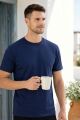 Erkek Basic Tişört Bisiklet Yaka Rahat Oversize  95123 LACİVERT LACİVERT - L