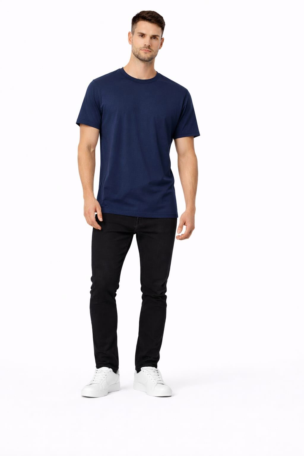 Erkek Basic Tişört Bisiklet Yaka Rahat Oversize  95123 LACİVERT LACİVERT - M