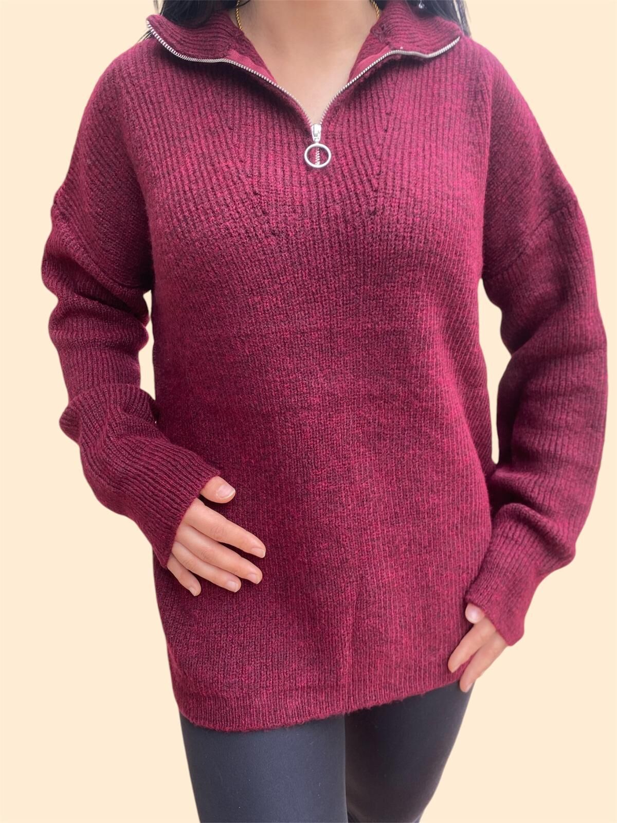 Fermuarlı Balıkçı Yaka Kazak 7032