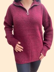 Fermuarlı Balıkçı Yaka Kazak 7032