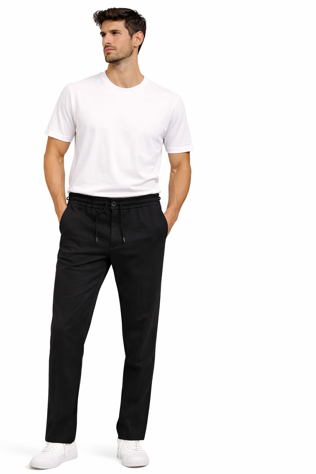 Dokulu Yandan Cepli Regular Erkek Jogger Pantolon SİYAH SİYAH - L