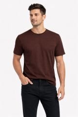 Bisiklet Yaka Göğüs Baskılı Cupra Erkek Tişört 21-10455 KAHVERENGİ