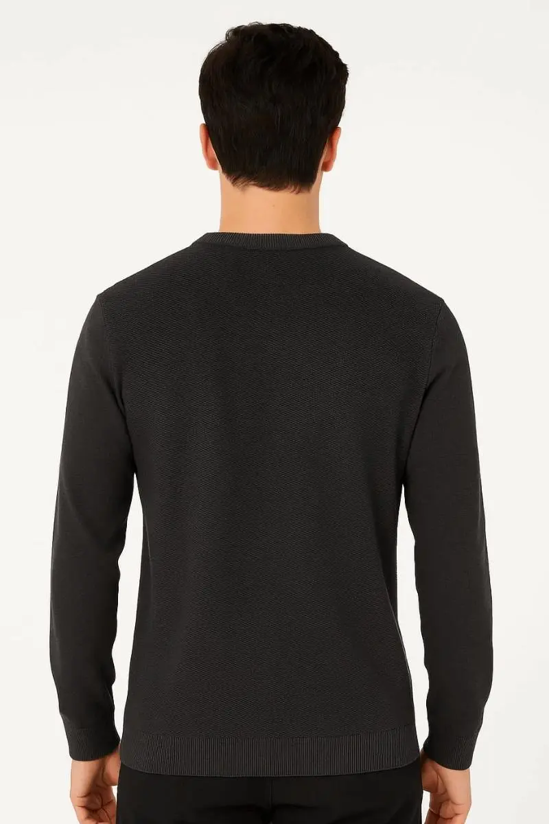 Uzun Kollu Bisiklet Yakalı Pamuklu Erkek Triko Kazak 93105