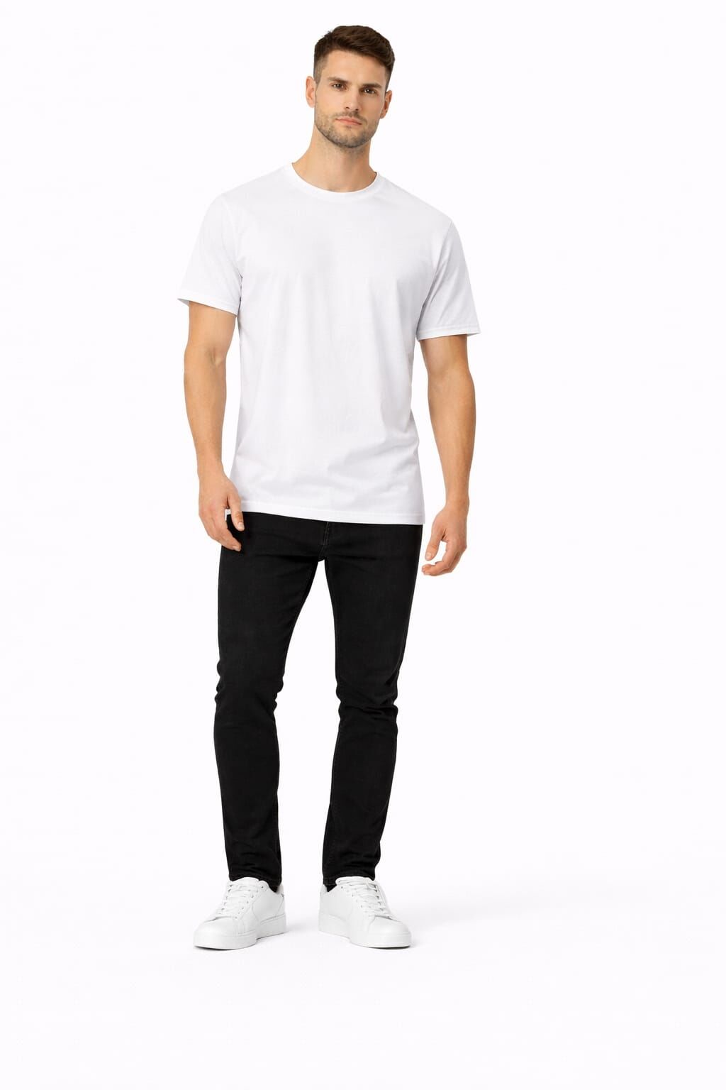 Erkek Tişört Bisiklet Yaka Basic Oversize 95123 BEYAZ BEYAZ - L