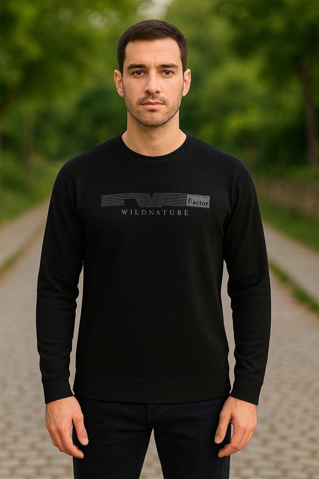 Bisiklet Yaka Erkek Sweatshirt Uzun Kollu 51664