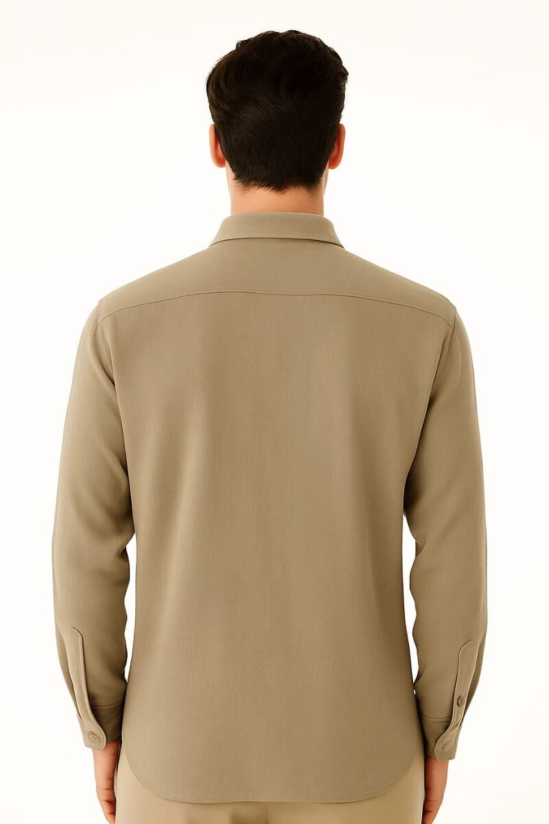 Uzun Kollu Düğmeli Klasik Yakalı Şık Ve Rahat Erkek Gömlek  96150 BEJ