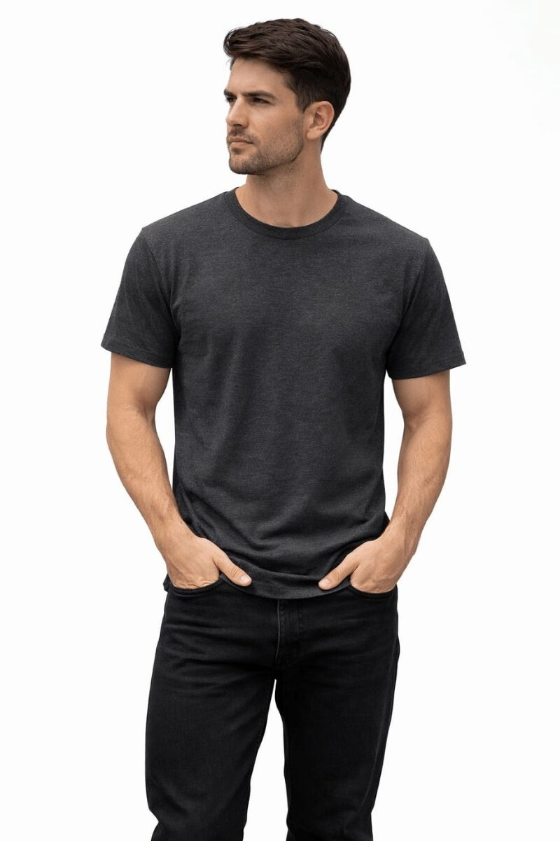 MEKA Erkek Unisex %100 Pamuk Basic Tişört – Regular Kesim Bisiklet Yaka Rahat ve Günlük T-Shirt ANTRASİT