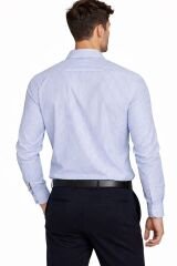 Uzun Kollu Beyaz Lacivert Çizgili Erkek Gömlek – Spor Kesim, Modern ve Şık Günlük & Ofis Gömleği 13-5550 LACİVERT