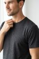MEKA Bisiklet Yaka % 100 Pamuk Kumaş Düz Renk Rahat Kalıp Kısa Kol T-shirt ANTRASİT ANTRASİT - L