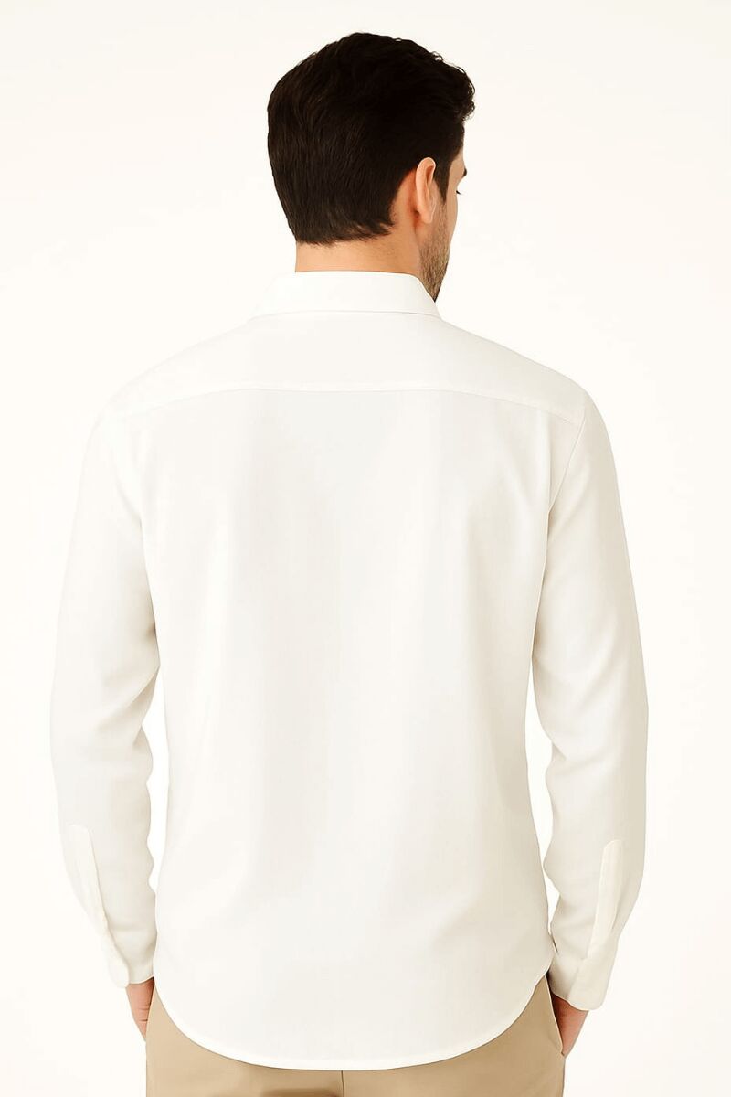 Uzun Kollu Düğmeli Klasik Yakalı Şık Ve Rahat Erkek Gömlek  96150 BEYAZ