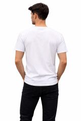 MEKA Erkek Unisex %100 Pamuk Basic Tişört – Regular Kesim Bisiklet Yaka Rahat ve Günlük T-Shirt BEYAZ