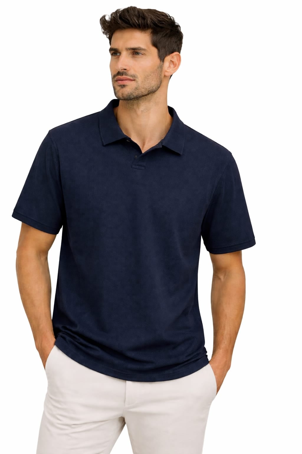Polo Yaka Düğmesiz Yaka Erkek Tişört 95335 LACİVERT LACİVERT - XXL
