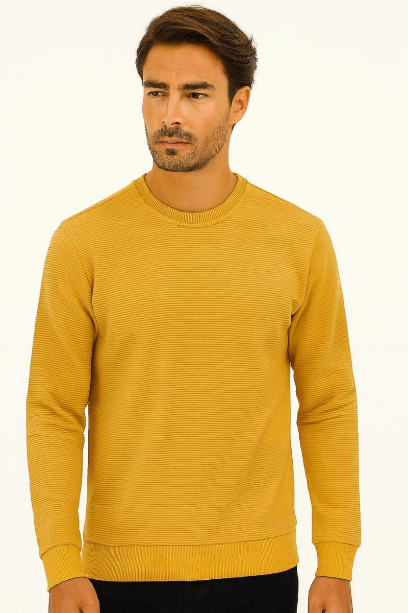 Bisiklet Yaka Pamuk Karışımından Üretilmiş Rahat Kesim Yumuşak Sweatshirt 95092