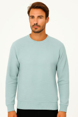 Bisiklet Yaka Pamuk Karışımından Üretilmiş Rahat Kesim Yumuşak Sweatshirt 95092