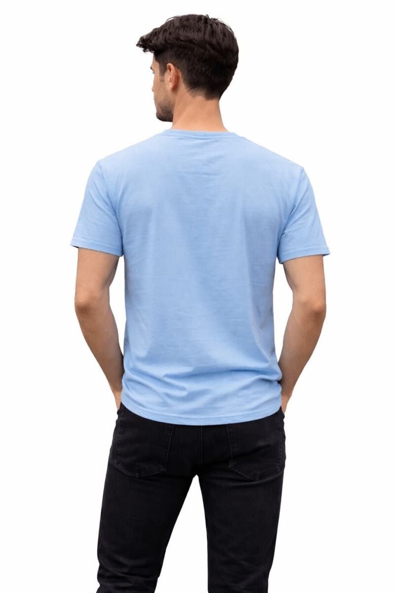 MEKA Erkek Unisex %100 Pamuk Basic Tişört – Regular Kesim Bisiklet Yaka Rahat ve Günlük T-Shirt MAVİ