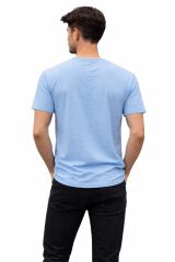 MEKA Erkek Unisex %100 Pamuk Basic Tişört – Regular Kesim Bisiklet Yaka Rahat ve Günlük T-Shirt MAVİ