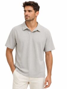Polo Yaka Düğmesiz Yaka Erkek Tişört 95335 GRİ GRİ - XXL
