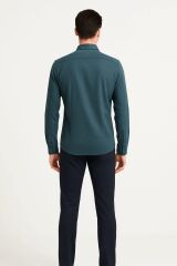 Uzun Kollu Düğmeli Klasik Yakalı Şık Ve Rahat Erkek Gömlek  96150 PETROL